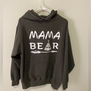 MAMA BEAR Women’s Dark Gray Hooded Sweatshirt Size Large